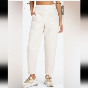 Fabletics Apres Ski Quilted pants Women SZ XL Ivory lightweight elastic waist